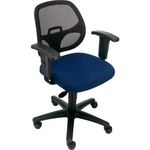 Centerline Dynamics Task & Desk Chairs Mesh Office Chair With Mid Back & Adjustable Arms, Fabric, Blue