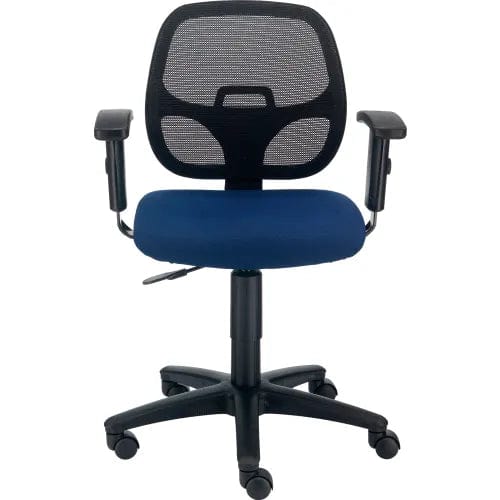 Centerline Dynamics Task & Desk Chairs Mesh Office Chair With Mid Back & Adjustable Arms, Fabric, Blue