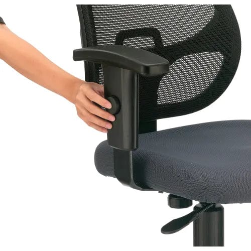 Centerline Dynamics Task & Desk Chairs Mesh Office Chair With Mid Back & Adjustable Arms, Fabric, Gray