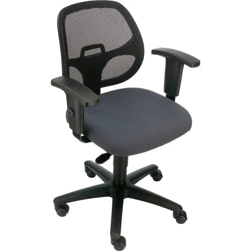 Centerline Dynamics Task & Desk Chairs Mesh Office Chair With Mid Back & Adjustable Arms, Fabric, Gray