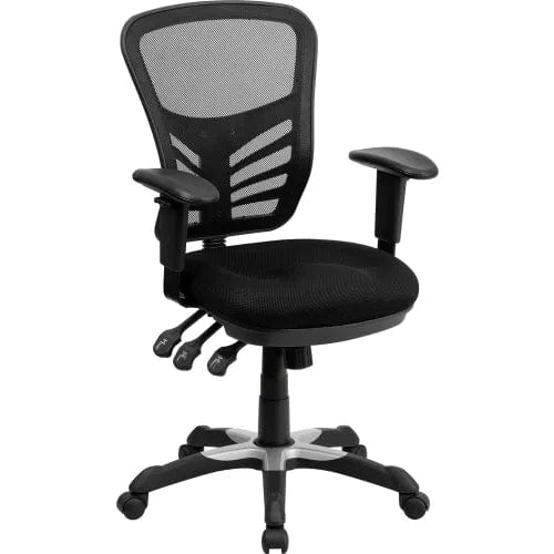 Centerline Dynamics Task & Desk Chairs Multifunction Executive Office Chair - Mesh - Mid-Back - Black