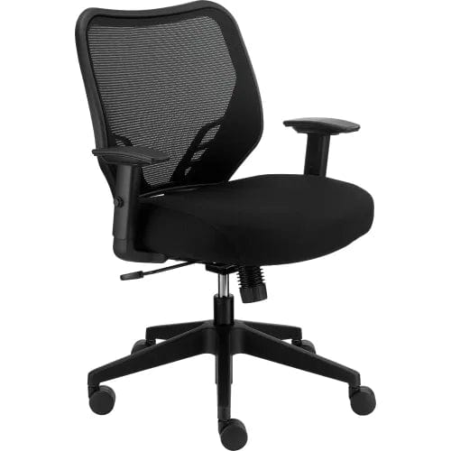 Centerline Dynamics Task & Desk Chairs Office Chair Memory Foam With Mid Back & Adjustable Arms, Fabric, Black