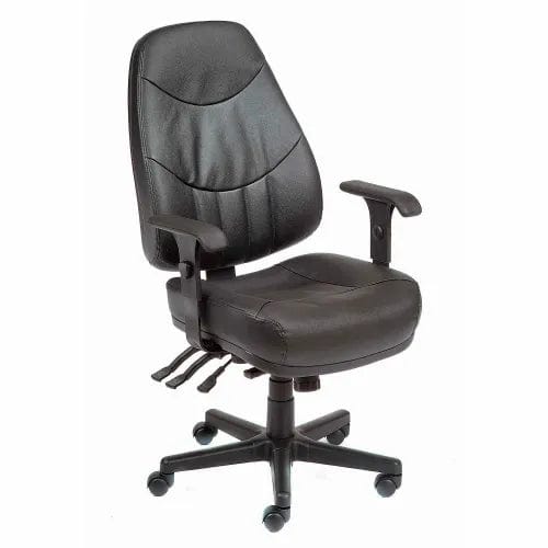 Centerline Dynamics Task & Desk Chairs Office Chair With High Back & Adjustable Arms, Leather, Black