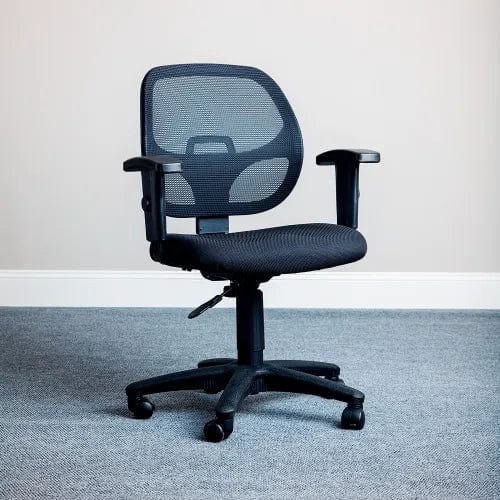 Centerline Dynamics Task & Desk Chairs Office Chair With Mid Back & Adjustable Arms, Black, Black