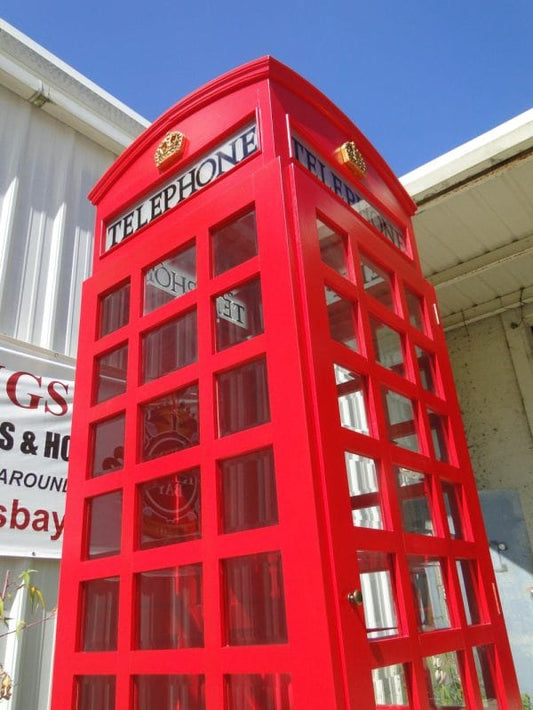 Centerline Dynamics Telephone Booth English Telephone Phone Booth – British Call Box Vintage Style Red Wooden