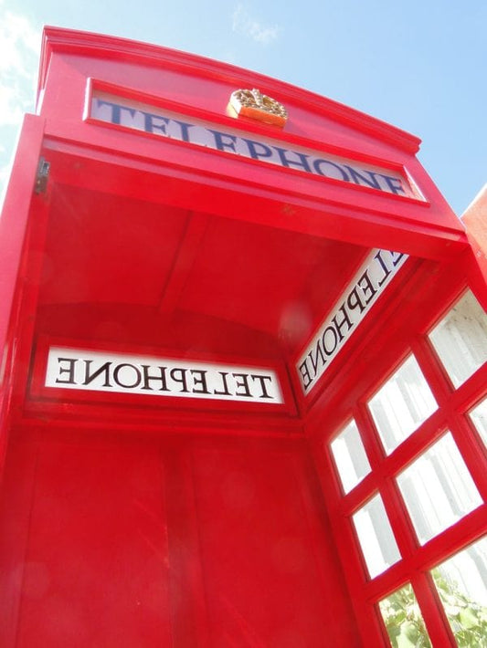 Centerline Dynamics Telephone Booth English Telephone Phone Booth – British Call Box Vintage Style Red Wooden