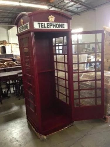 Centerline Dynamics Telephone Booth Replica London Red Telephone Booth Solid Kiln Dried Mahogany Wood