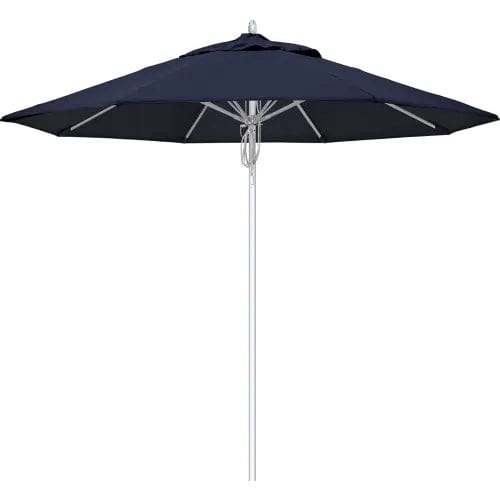 California Umbrella 9' Patio Umbrella, Newport Series, Silver Pole, Sunbrella 1A, Navy, AATF908AH002-5439