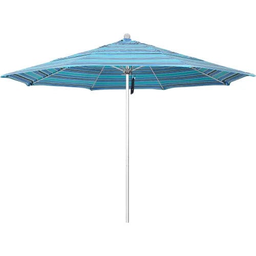 California Umbrella Venture 9' Patio Umbrella, Silver Pole, Sunbrella 1A Dolce Oasis Fabric