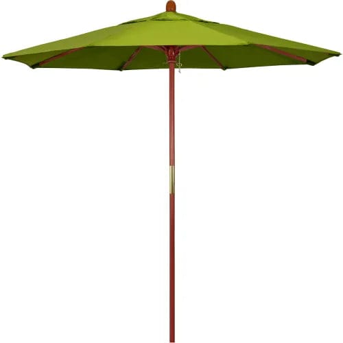 7' patio umbrellas California Umbrella Grove 7-1/2' Patio Umbrella, Wood Pole, Sunbrella 2A Parrot Fabric