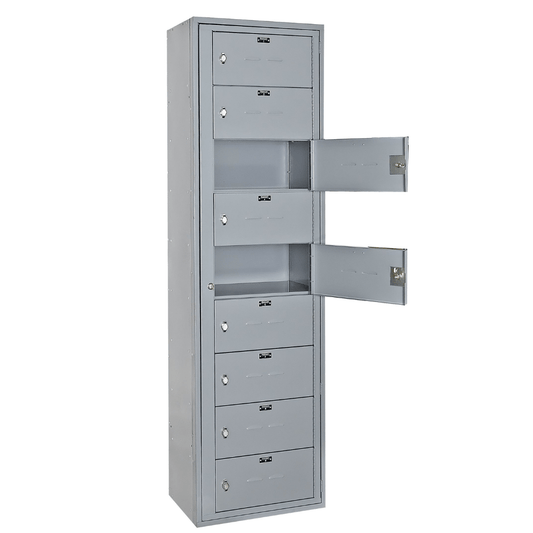 Centerline Dynamics Uniform Exchange Lockers Hallowell Uniform Exchange Locker, 24"W x 15"D x 84"H, 725 Dark Gray, 9-Person, 1-Wide, Assembled