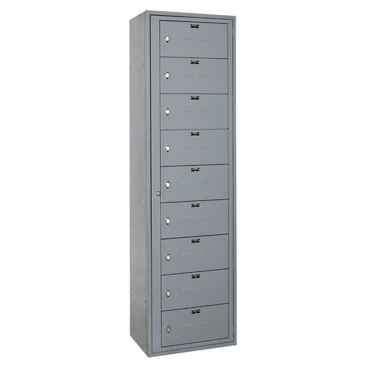 Centerline Dynamics Uniform Exchange Lockers Hallowell Uniform Exchange Locker, 24"W x 15"D x 84"H, 725 Dark Gray, 9-Person, 1-Wide, Assembled