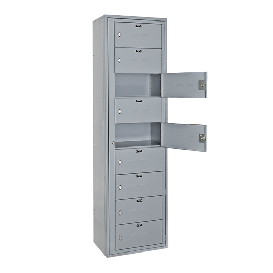 Centerline Dynamics Uniform Exchange Lockers Hallowell Uniform Exchange Locker, 24"W x 15"D x 84"H, 725 Dark Gray, 9-Person, 1-Wide, Assembled