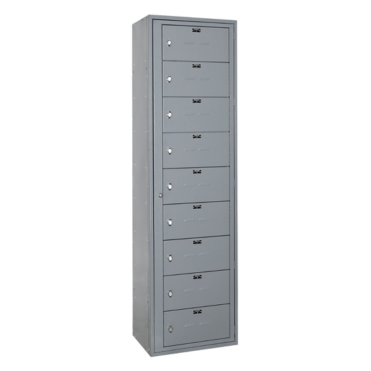 Centerline Dynamics Uniform Exchange Lockers Hallowell Uniform Exchange Locker, 24"W x 15"D x 84"H, 725 Dark Gray, 9-Person, 1-Wide, Assembled