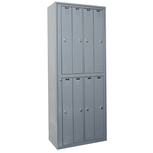 Centerline Dynamics Uniform Exchange Lockers Hallowell Uniform Exchange Locker, 32.563"W x 21"D x 84"H, 725 Dark Gray, 8-Person, 1-Wide, Assembled