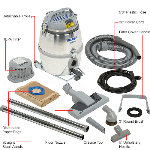 Centerline Dynamics Vacuums Nilfisk GM80 HEPA Vacuum - 3-1/4 Gallon Cap.