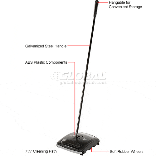 Centerline Dynamics Vacuums Rubbermaid Mechanical Brushless Sweeper, 7-1/2" Cleaning Width