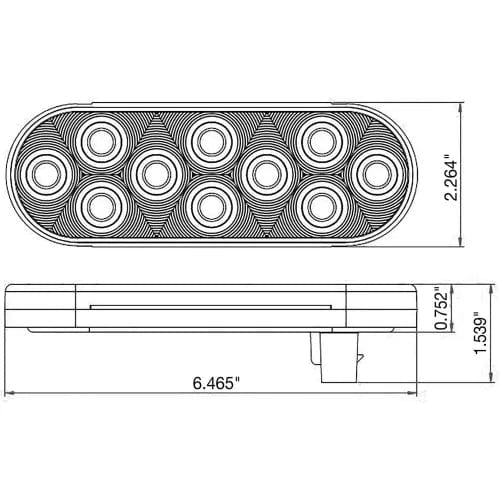 Centerline Dynamics Vehicle Lighting 6" Red Oval Stop/Turn/Tail Light With 10 LED With AMP-Style Connection - 5626551 - Pkg Qty 10