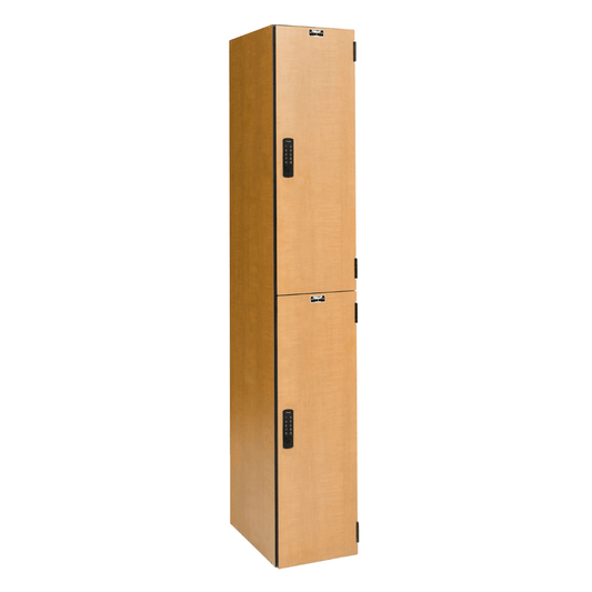 Centerline Dynamics VersaMax Phenolic Lockers Electronic Lock Hallowell VersaMax Phenolic Locker, 12"W x 18"D x 72"H, Figured Annigre, Double Tier, 1-Wide, Assembled