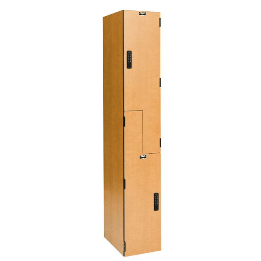 Centerline Dynamics VersaMax Phenolic Lockers Electronic Lock Hallowell VersaMax Phenolic Locker, 12"W x 18"D x 72"H, Figured Annigre, Z-Tier, 1-Wide, Assembled