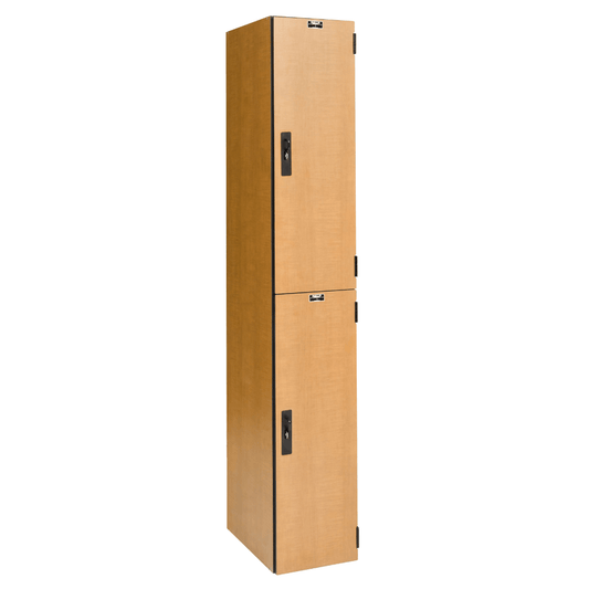 Centerline Dynamics VersaMax Phenolic Lockers Hallowell VersaMax Phenolic Locker, 12"W x 18"D x 72"H, Figured Annigre, Double Tier, 1-Wide, Assembled