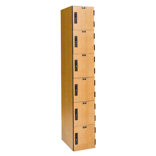 Centerline Dynamics VersaMax Phenolic Lockers Padlock Ready Hallowell VersaMax Phenolic Locker, 12"W x 18"D x 72"H, Figured Annigre, Six Tier, 1-Wide, Assembled