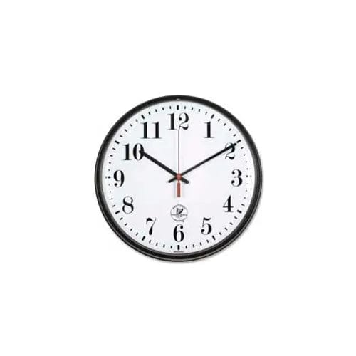 Centerline Dynamics Wall Clocks 12.75" Round Radio Controlled Wall Clock, Plastic Case, Black