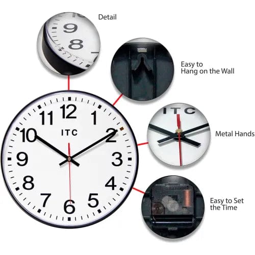 Centerline Dynamics Wall Clocks 12" Round Prosaic Wall Clock - Black