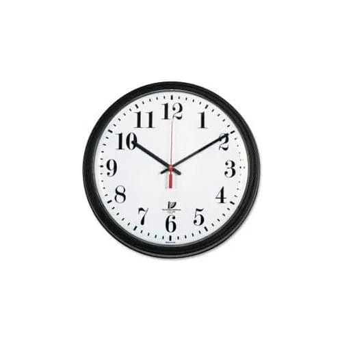 Centerline Dynamics Wall Clocks 13.75" Round Contract Clock, Plastic Case, Black