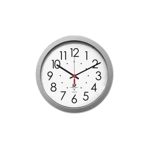 Centerline Dynamics Wall Clocks 14.5" Round Contemporary Quartz Clock, Plastic Case, Silver