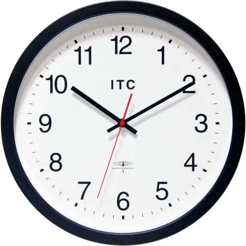 Centerline Dynamics Wall Clocks 14" Round Atomic Time Keeper Wall Clock - Black