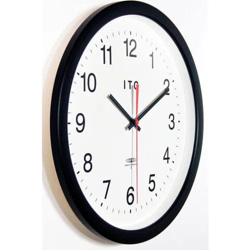 Centerline Dynamics Wall Clocks 14" Round Atomic Time Keeper Wall Clock - Black