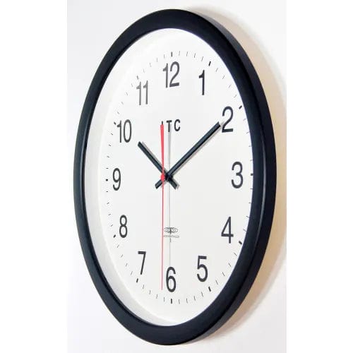 Centerline Dynamics Wall Clocks 14" Round Atomic Time Keeper Wall Clock - Black