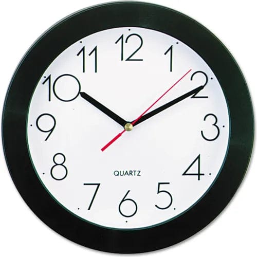 Centerline Dynamics Wall Clocks Bold Round Wall Clock, 9.75" Overall Diameter, Black Case, 1 AA