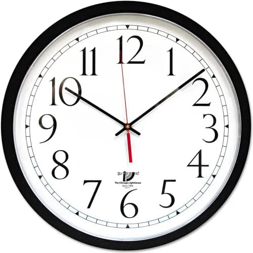 Centerline Dynamics Wall Clocks Chicago Lighthouse SelfSet Wall Clock, 14-1/2", Black