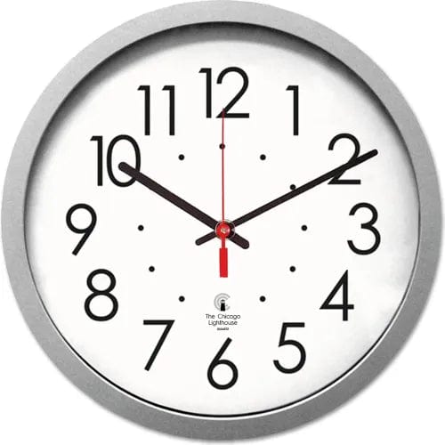 Centerline Dynamics Wall Clocks Silver Contemporary Clock, 14.5" Overall Diameter, Silver Case, 1 AA