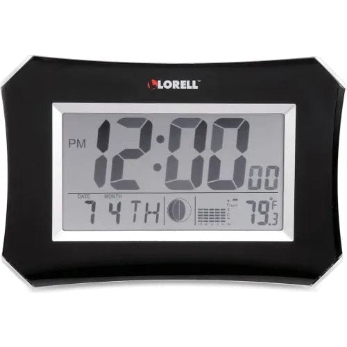 Centerline Dynamics Wall Clocks Wall LCD Lunar Alarm Clock 10-1/4" Wx 7" H x 1-1/2"D Silver/Black