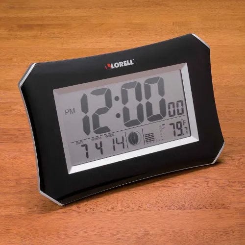 Centerline Dynamics Wall Clocks Wall LCD Lunar Alarm Clock 10-1/4" Wx 7" H x 1-1/2"D Silver/Black