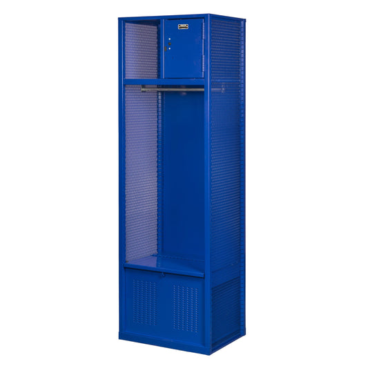 Centerline Dynamics Welded Sport Lockers Blue Hallowell Welded Sport Lockers, 24"W x 18"D x 74-3/4"H Open Front, 1-wide With Optional Security Box & Foot locker