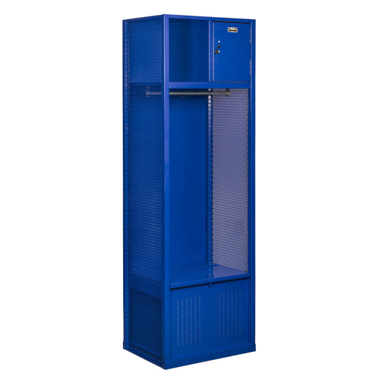 Centerline Dynamics Welded Sport Lockers Hallowell Welded Sport Lockers, 24"W x 18"D x 74-3/4"H Open Front, 1-wide With Optional Security Box & Foot locker