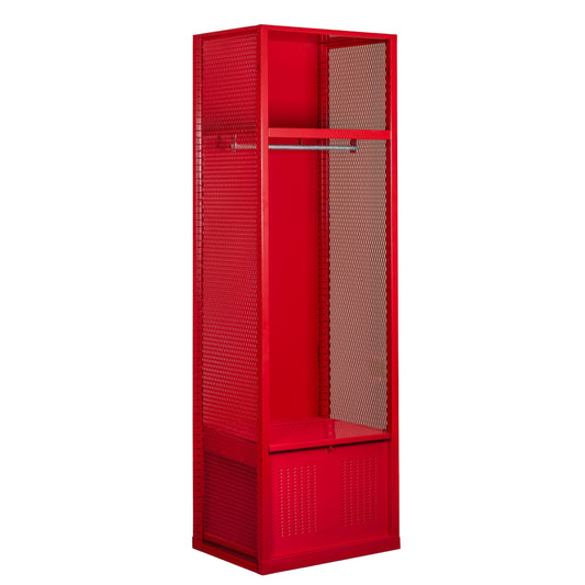 Centerline Dynamics Welded Sport Lockers Red Hallowell Welded Sport Lockers, 24"W x 18"D x 74-3/4"H Open Front, 1-wide With Optional Foot locker